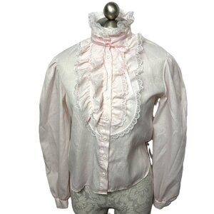 Vintage Ardmore Prarie Cottage Core Victorian Style Pink  Blouse